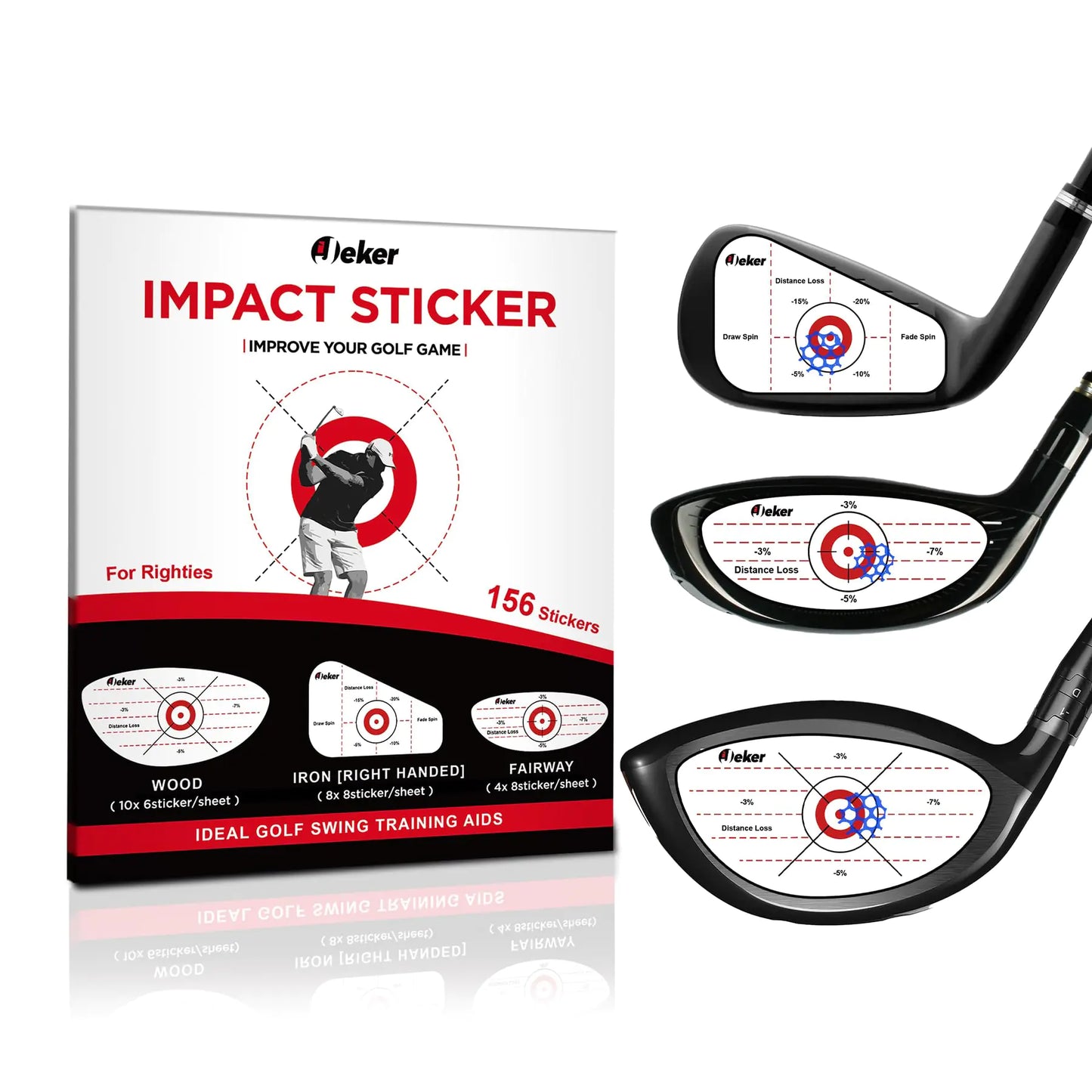 Golf Impact Tape – 156pcs Strike Stickers for Irons, Woods & Fairway Clubs