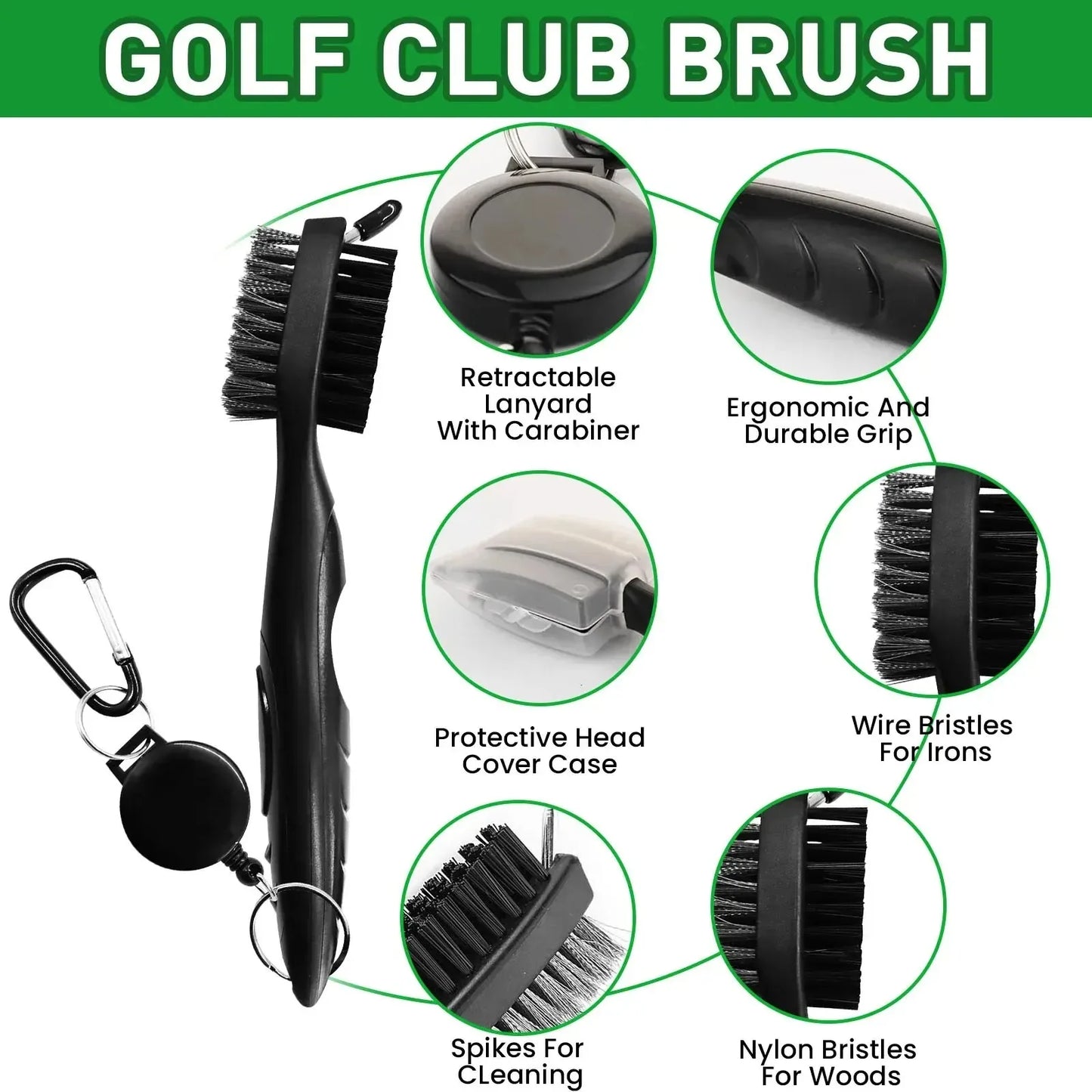Golf Club Brush & Groove Cleaner Kit with Towel