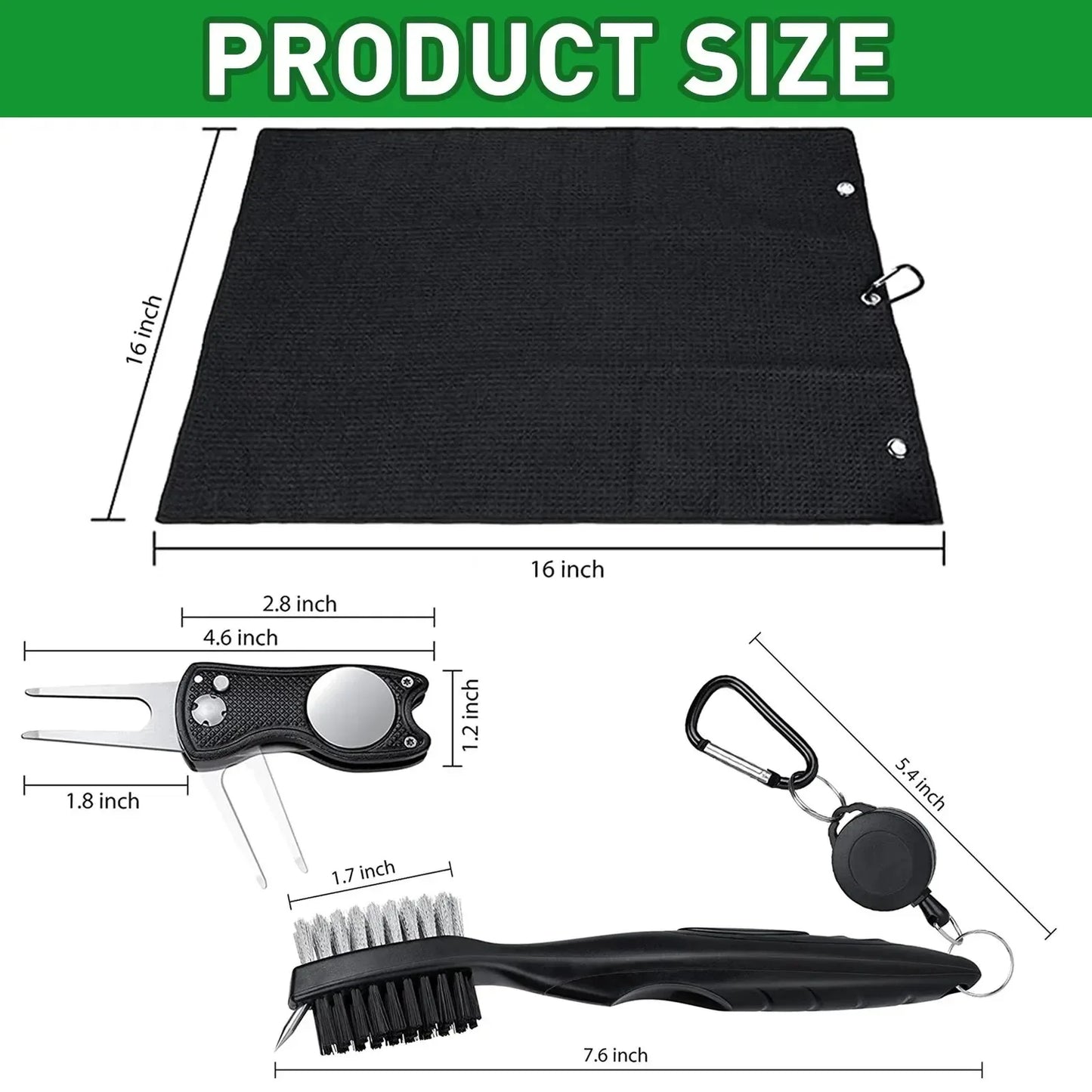 Golf Club Brush & Groove Cleaner Kit with Towel