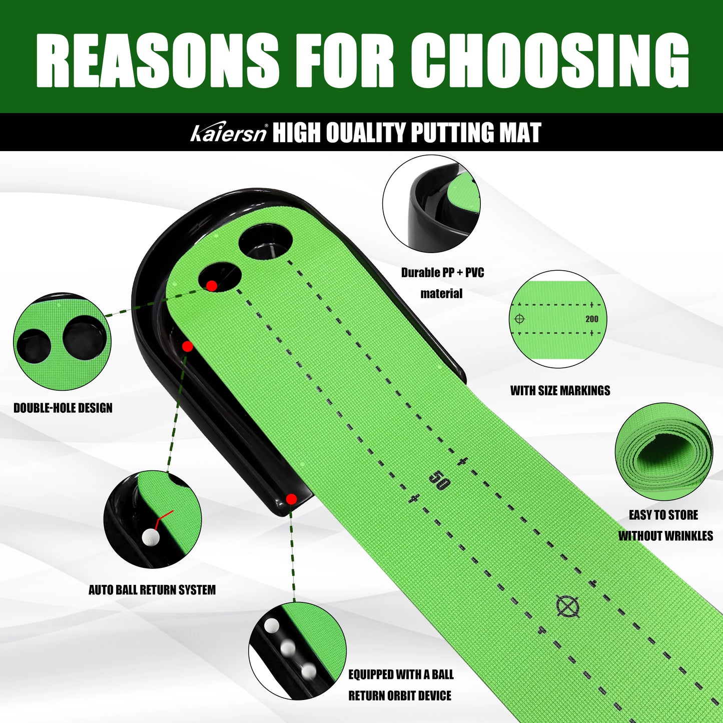 Indoor Golf Putting Mat with Auto Ball Return – Practice Green for Home & Office
