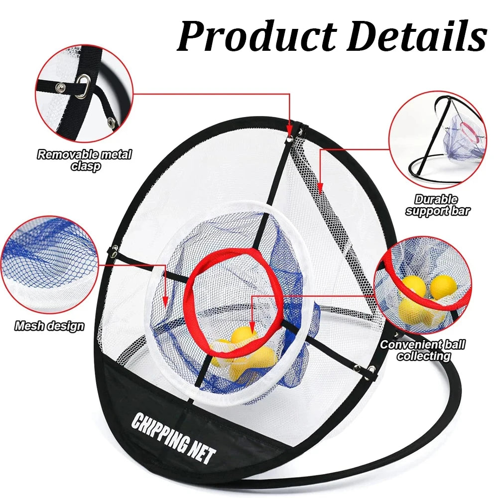 Golf Pop-Up Chipping Net with Hitting Mat – Portable Folding Practice Target
