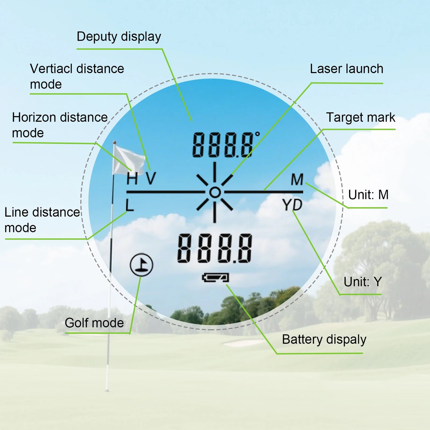 Golf Laser Rangefinder – 1200M Range, Flag Lock & Slope Mode