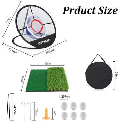 Golf Pop-Up Chipping Net with Hitting Mat – Portable Folding Practice Target