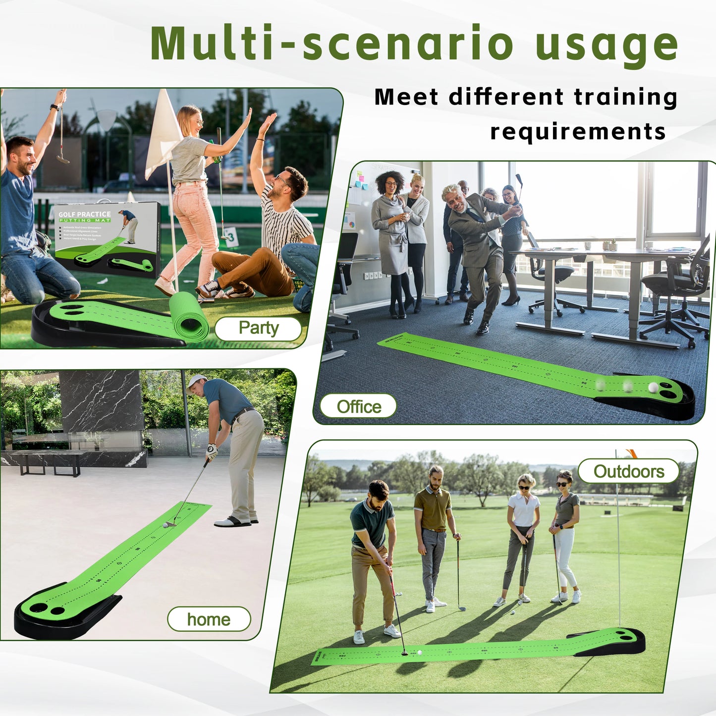 Indoor Golf Putting Mat with Auto Ball Return – Practice Green for Home & Office