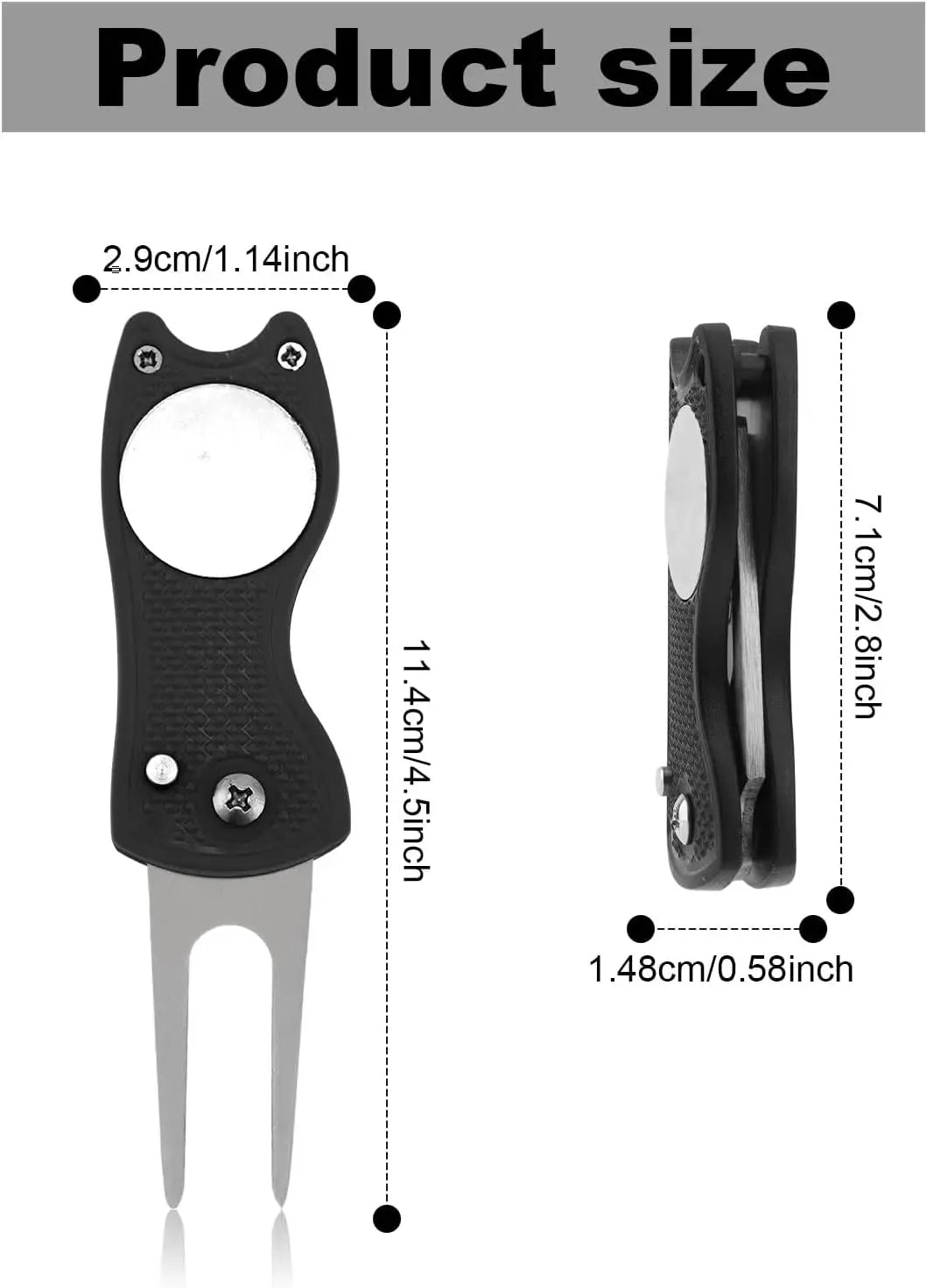 Golf Divot Repair Tool with Magnetic Ball Marker & Hat Clip