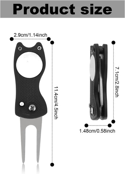 Golf Divot Repair Tool with Magnetic Ball Marker & Hat Clip