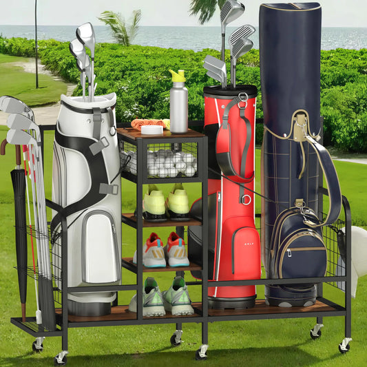 Rolling Golf Gear Storage Rack